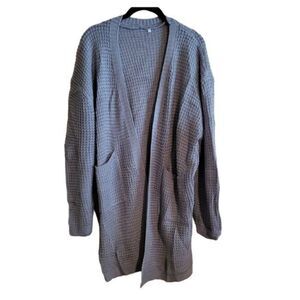 Women's Oversized Cardigan Open Front Grey Sweater Size XL